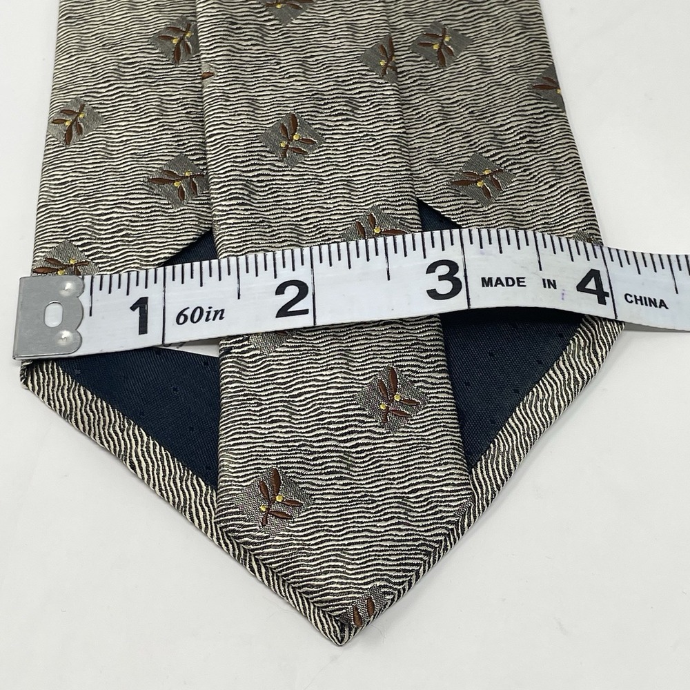 Galante Uomo Tie Handmade Italy Silk Brown Cream Gray VTG 4x56" Pattern Classic - Picture 7 of 8